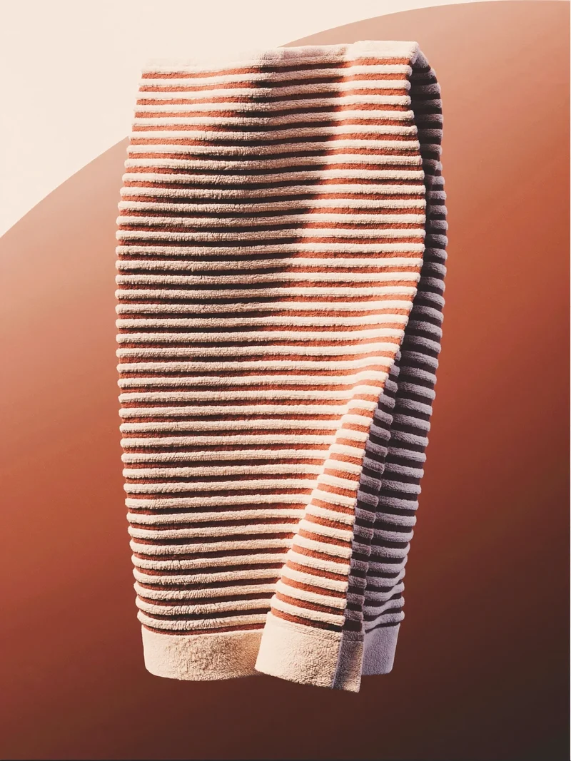 Illustration: geripptes Baumwoll-Badtextil als Konzeptstudie